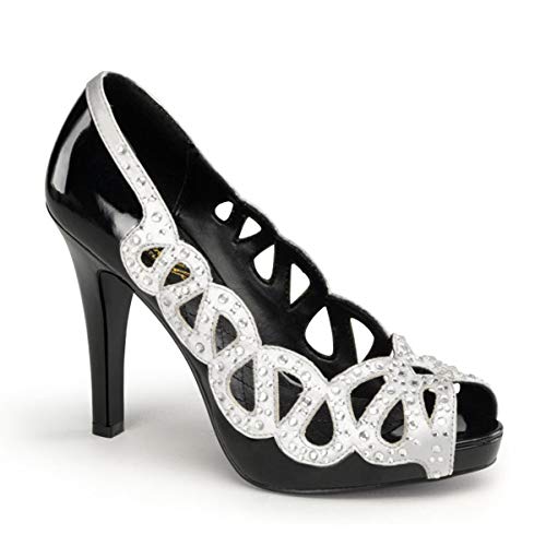 Pin Up Couture AVA-12 Blk Pat-Silver Satin UK 3