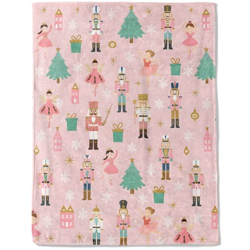 ainori Christmas Decorative Blanket, Nutcracker Fairy and Tree Print Throw