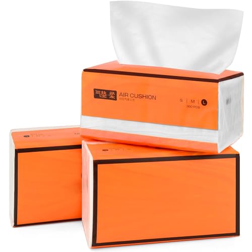 3 pacotes de lenços faciais descartáveis pequenos, guardanapos faciais na bolsa, não na caixa, papel