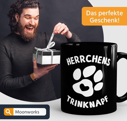 MoonWorks® Kaffee-Tasse Spruch Herrchens Trinknapf Hundepfote-Motiv Becher Bürotasse Tasse Hunde-Liebhaber Herrchens Trinknapf schwarz unisize