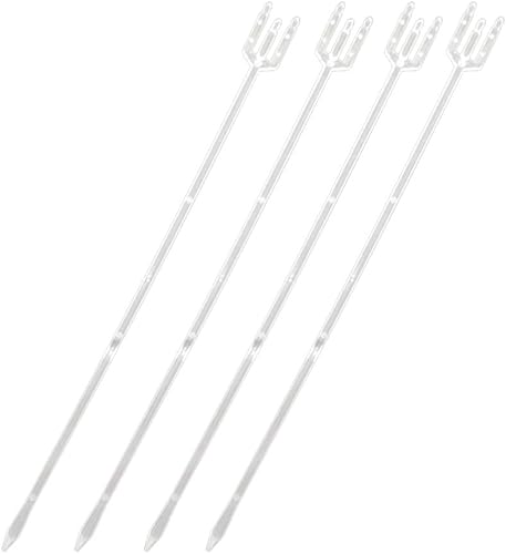 EXCEART Etiquetas 80pcs Púas florales de plástico transparente 3- Fork Shape Straight Head Pick Holder para tarjetas de lugar Fotos Arreglo de ramo