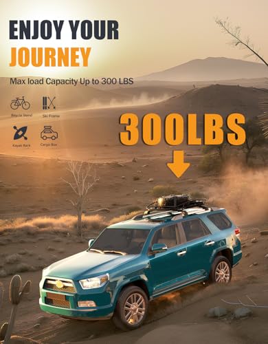 Image of KINGGERI 300lbs Roof Rack Cross Bars Compatible with Toyota 4runner 2010-2024 with Raised Side Rails, Lockable Heavy Duty Aluminum Roof Rails Crossbars Luggage Accessories