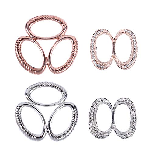 Amosfun 4 Pcs Cachecóis Fivela de Strass Clipe de Cachecol Anel de Cachecol Suporte de Envoltório Br