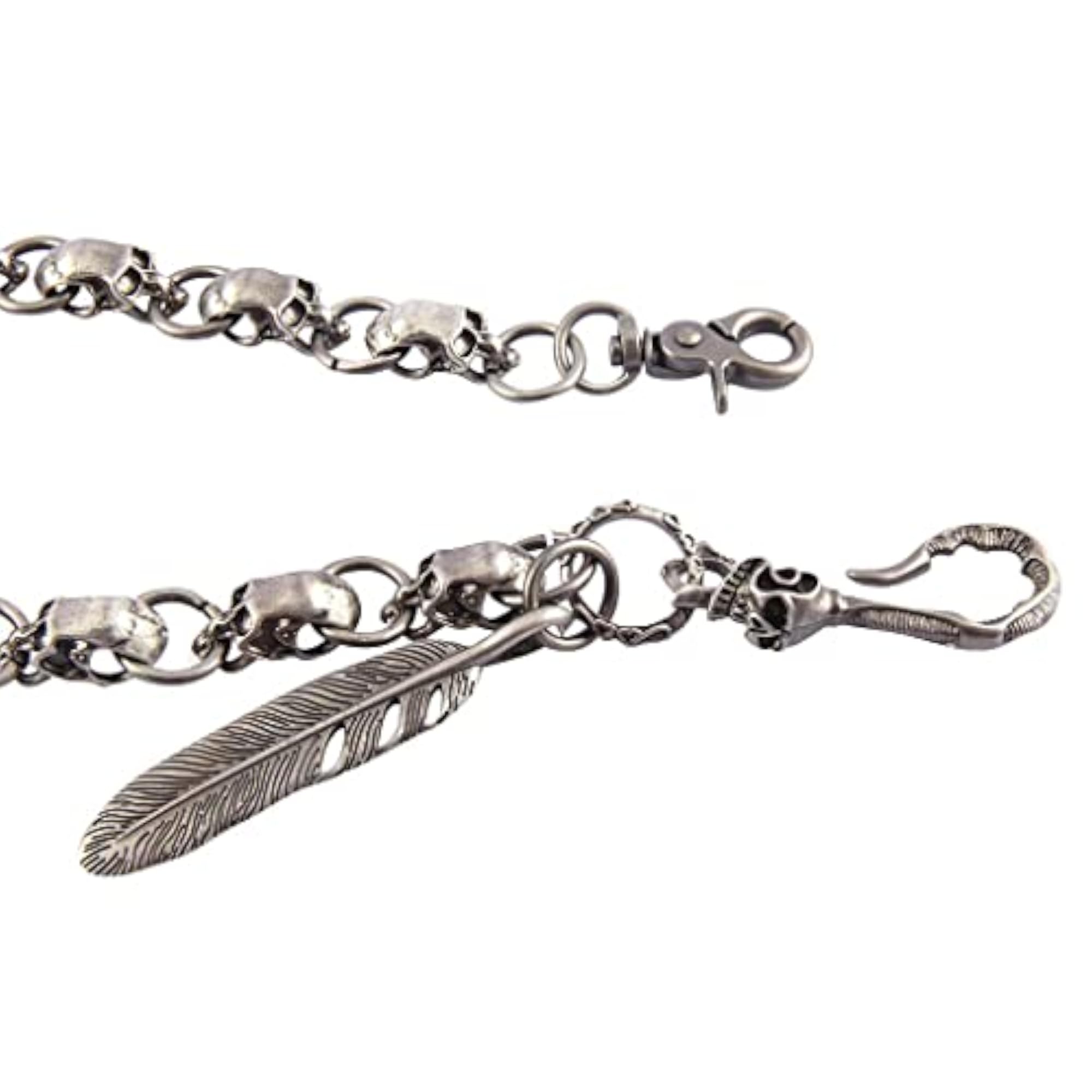 Men's Antique Silver Skull Punk Chain Wallet Jewelry