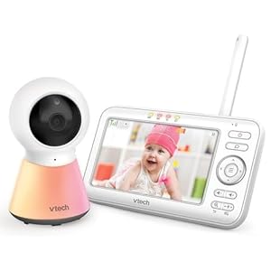 Vtech BM5254 Baby Monitor with 5 Inch LCD Display,Smart Color Night Light,Babyphone with Soothing Sounds and Lullabies,2-Way Talk,Temperature Sensor,-FR Version-