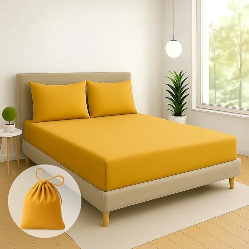 Reviews de Sabanas king size del mes. 47 Paraiso Sábana De Cajón King Size Y 2 Fundas De Almohada Microfibra (Dorado Oscuro, King Size)