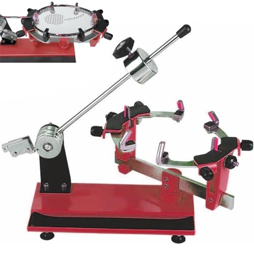 Racquet Stringing Machine for Badminton, Tennis, and Squash - 6-point Mounting System, Includes Auxiliary Kit - Red