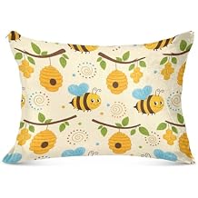 Bee Honeycomb Yellow Pillowcase for Hair and Skin Body Standard Size 20"X 26" Body Pillowcase with Zipper for Women Men