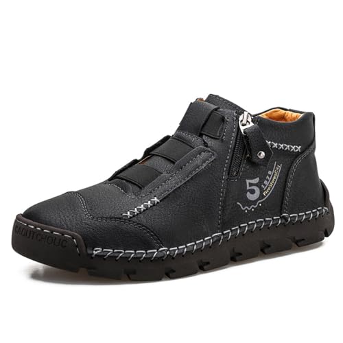 Matufit Shoes for Men Men's Genuine Leather Waterproof Non-slip Fashionable Orthopedic Shoes Side Zip Slip-On Men’s Boots3