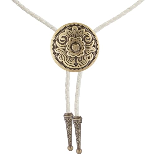 Image of GelConnie Floral Bolo Tie for Men Womens Bolo Tie Necklace Native American Black Men's Bolo Ties Western Cowboy Bolero Ties