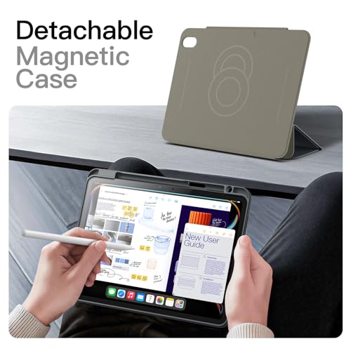 Image of JETech Magnetic Detachable Cover Case for iPad Air 11-Inch M4 /M3 /M2 (2026 /2025 /2024), iPad Air 5th /4th with Pencil Holder, Removable Rotating Cover, Portrait /Landscape Stand (Space Gray)