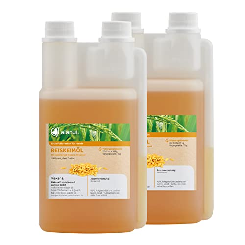 alanui Reiskeimöl für Hunde, raffiniert, 2 x 500 ml Dosierflasche