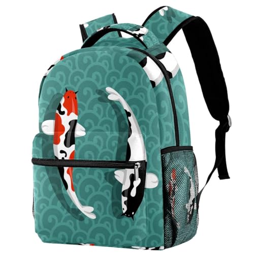 Sac à dos d'école poisson multicolore 29.4x20x40cm pour fille et garçon