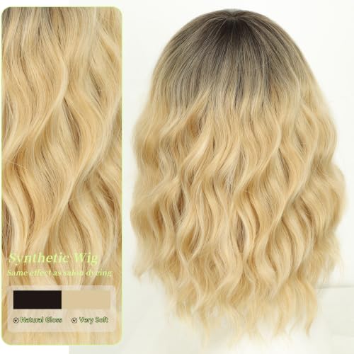 Image of AISI HAIR Bob Curly Wig with Bangs Short Wavy Wigs for Women | 14 inch, Ready to Wear, Heat Resistant Fiber Hair, Shoulder Length wig, Natural Appearance, Beginner Friendly for Daily