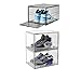 Produktbild MEEC Klare Schuhbox, stapelbarer Acrylschuhschrank, mit Magnettür, 3-teiliges Set, passend für Männer/Frauen, größen14(14.4x10.6x8inch/36x27x20cm) (grau Eingangstor 3x)