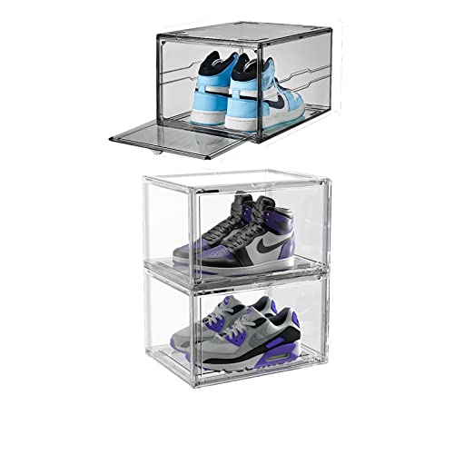 MEEC Klare Schuhbox, stapelbarer Acrylschuhschrank, mit Magnettür,...