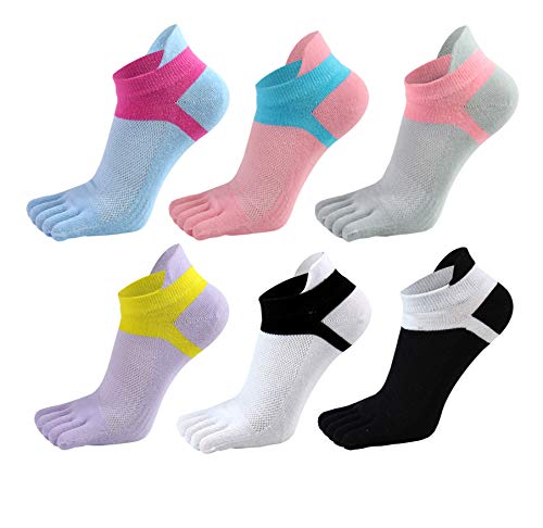 Image of Women Toe Socks 5 Finger Cotton Wicking Athletic 6 Pack 3 Pack