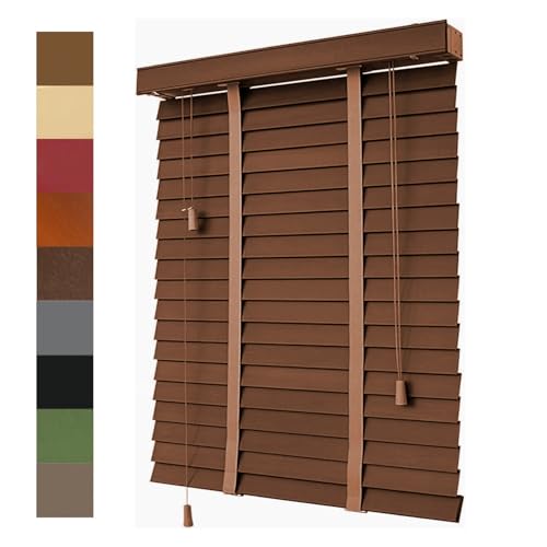 Store Venitien Interieur, Store Venitien en Bois Naturel/Blanc/Marron/Noyer, Store Bois à Lamelles pour Fenêtres,Stores Horizontaux Occultants 60cm 80cm 90cm 75cm...