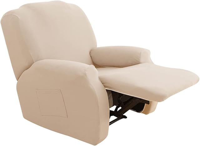 Rosnek Recliner Covers Stretch Recliner Chair Covers 4 Pieces with Pocket,Lazy Boy Reclining Chair Furniture Covers for Recliners,Jacquard Recliner Slipcovers for Large Recliner