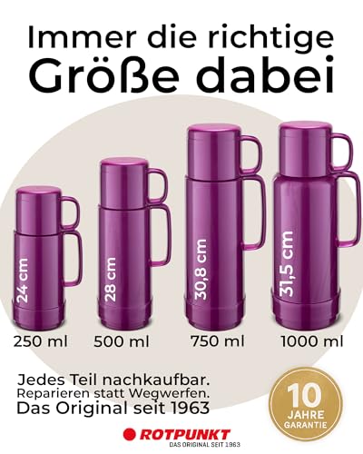 ROTPUNKT Isolierflasche 0,25 L mit integriertem Becher - Hochwertige Isolierkanne Made in Germany I Bis zu 24 h heiß & 36 h kalt (Andreas… – Ansicht 6