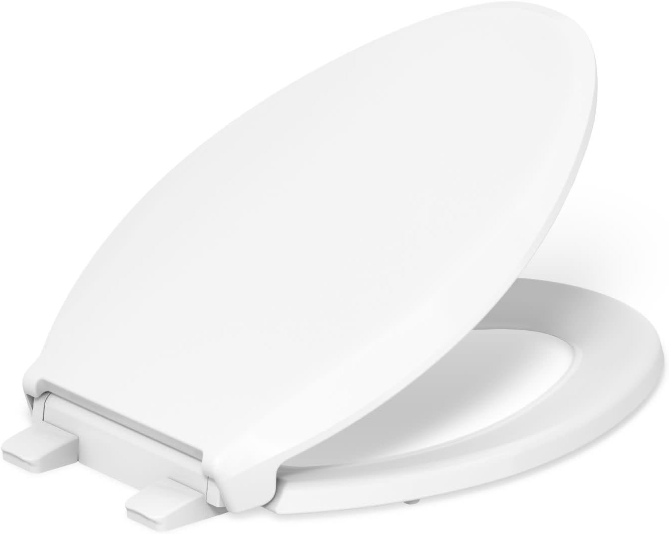 Kohler Cachet ReadyLatch Elongated Toilet Seat Quiet Close Slow Close Grip-Tight Bumpers Easy Install White