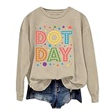 Dot Day Shirt for Women Long Sleeve Cute Shirts Colorful Polka Graphic Crewneck Sweatshirts Fall Fashion Pullover Tops