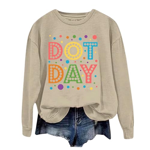 Dot Day Shirt for Women Long Sleeve Cute Shirts Colorful Polka Graphic Crewneck Sweatshirts Fall Fashion Pullover Tops