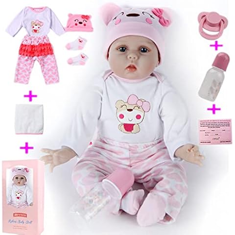 ZIYIUI Reborn Baby Doll 22 Inch 55cm Handmade Realisitc Soft Silicone Vinyl Baby Doll Reborn Dolls Real Life Dolls Toys Birthday Present Reborn Babies Cover