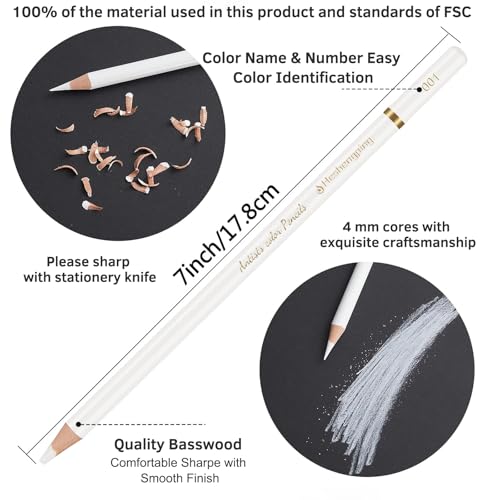 Heshengping 6 lápis de cor de óleo branco com destaque para colorir lápis de cor à base de óleo de m