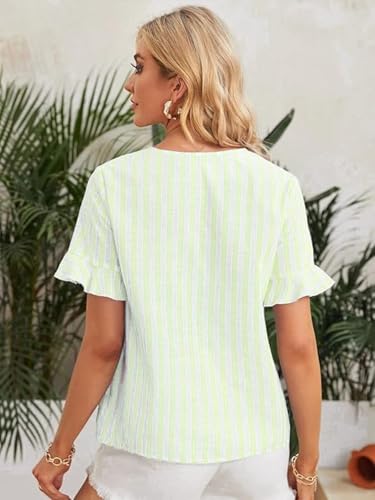 Image of OM SAI LATEST CREATION Women's Crepe Knit Blouse Ballon Butter Fly Sleeve Lace Tops Casual Loose Top