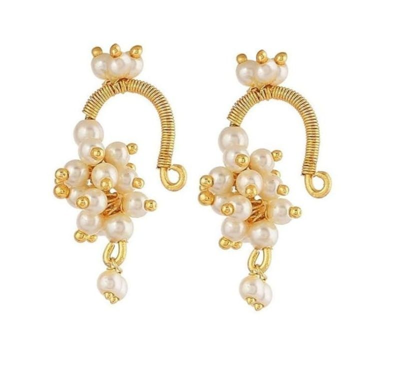 tanaira Traditional Maharashtrian Style Clip-On Pressing Bugdi Upper Earring Ear Cuff for Women and Girls | Clip-On Non-Piercing Earcuff | Traditional Ethnic Jewellery,-picture-1