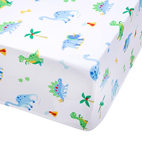 Wildkin Microfiber Fitted Crib Sheet For Boys & Girls, Crib Sheets Measures 52 X 28 Inches, Soft & Breathable Fabric Crib Sheets For Kids, Fits Standard Crib Mattress (Dinosaur Land) #TOP5