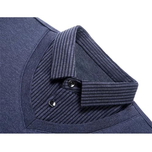 Disimlarl Men's Striped Spliced Sweaters Embroidery Long Sleeve Jumper Fake Two Piece Casual Pullover3