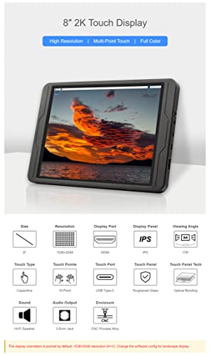 Display touch capacitivo da 8 pollici, 2 K, Full
