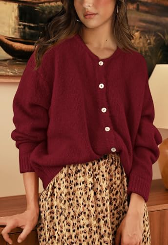 Image of PRETTYGARDEN Long Sleeve Crewneck Button Down Womens Sweaters Fall Open Front Chunky Cardigan Sweaters for Women 2026