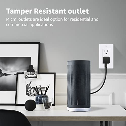 Outlet Socket, Decora Receptacle, 15 Amp, 125 Volt, Tamper Resistant, Grounding With Wall Plates Ul Listed White 50Pack Micmi (15A) #TOP6