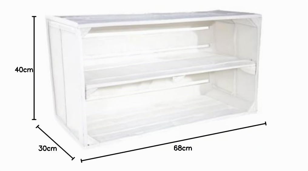 Kistenkolli Altes Land 2er Paket Große Shabby Chic Holzkiste mit Mittelbrett 68x40x30cm Schuhregal Schuhschrank