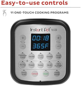 Instant Pot Duo Crisp 11-in-1 Air Fryer and Electric Pressure Cooker Combo with Multicooker Lids that Air Fries, Steams, Slow Cooks, Sautés, Dehydrates, & More, Free App With Over 800 Recipes, 6 Quart