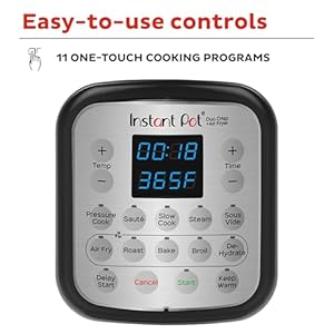 Instant Pot Duo Crisp 11 in 1 Air Fryer and Electric Pressure Cooker Combo with Multicooker Lids that Fries Steams Slow Cooks DehydratesFree App With Over 800 Recipes BlackStainless Steel 8QT