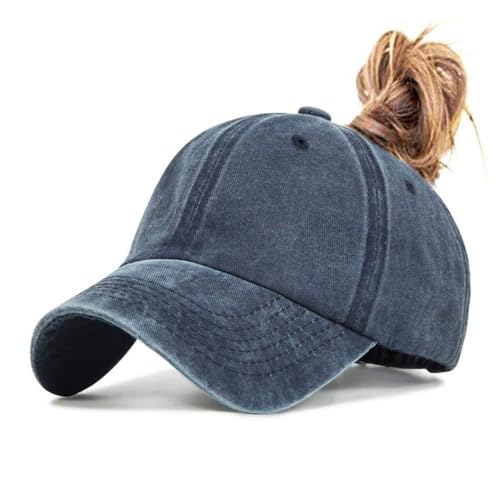 UKKD Honkbalpet voor dames, baseball-caps, Wash Sport, solide kleur, marineblauw