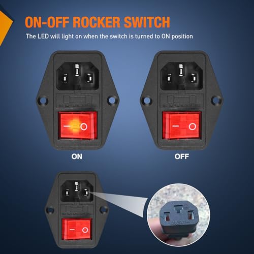 Image of Nilight 2Pcs Switch Power Socket 10A 250V AC Inlet Module Built-in Fuse