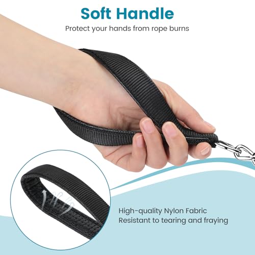 PETTOM Hundeleine Kette, Hundekette Leine, Bissfeste Hundeleine 120cm Metall, Kettenleine mit Gepolstertem Griff für Große und Kleine Hunde