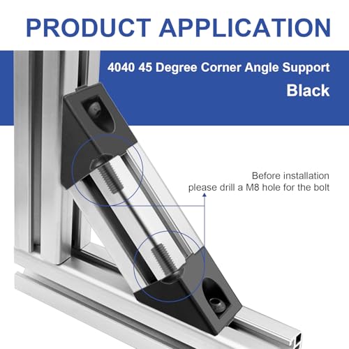 Image of 12pcs 4040 45 Degree Inside Corner Angle Support Bracket, 40x40 Aluminum Extrusion Connector Hardware Accessories T-Slot V-Slot Black