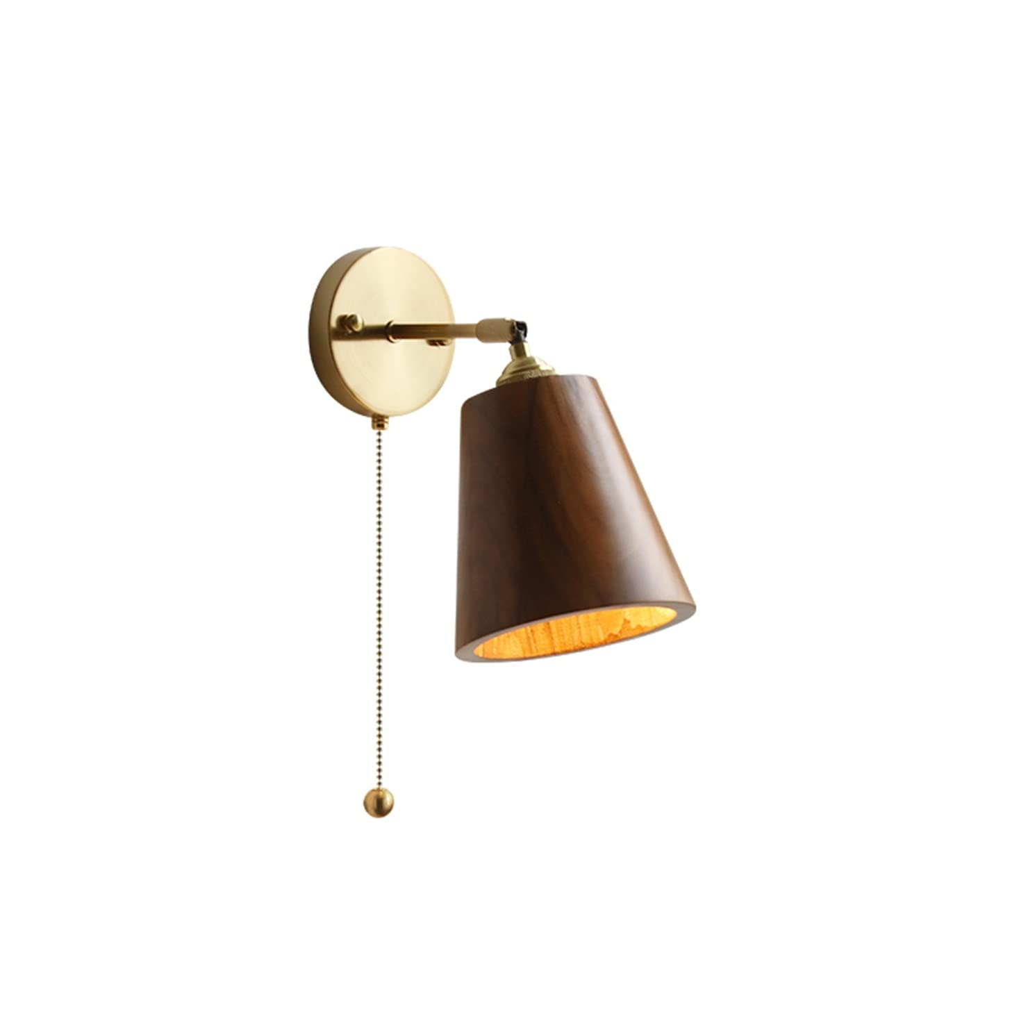 HUAYUSEDF Wall Light Pull Chain Switch E27 Wood Sconce Adjustable Mounted Lights for Dining Room Living Hotel Bedside Reading Lamp (Color : A) C(A)