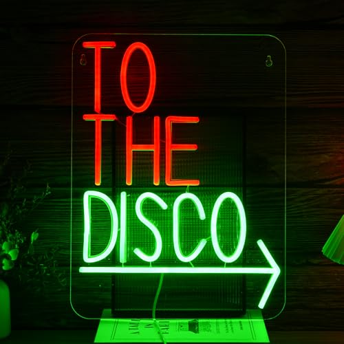 BNEMCEZH To The Disco Neon Sign Disco LED Neon Light for Wall Decor USB Powered Arrowhead Tag Led Light Sign Dimmable Neon Light Sign for Disco Bar Music Bar Bedroom Party