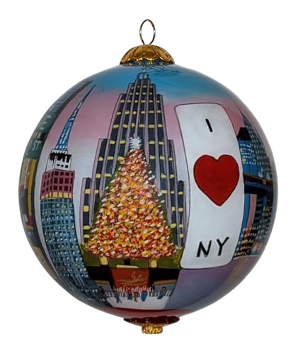 New York City bei Sonnenuntergang, Weihnachtsdekoration, handbemalt, mit dekorativer Geschenkbox – Ansicht 8