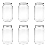 hocz 6x Einmachgl&auml;ser 1 Liter | mit Deckel Silber TO 82 | leere Gl&auml;ser mit Schraubdeckel zum bef&uuml;llen 1 L | 1000 ml Sturzgl&auml;ser, Schraubgl&auml;ser, Marmeladengl&auml;ser Set | 6 St&uuml;ck