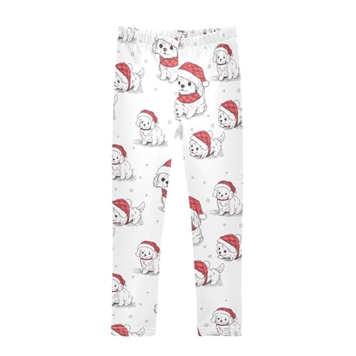 ALAZA Girls' Leggings Children's Yoga Pants Skinny Printed Dance Dog Red Hat Comfortable 4T