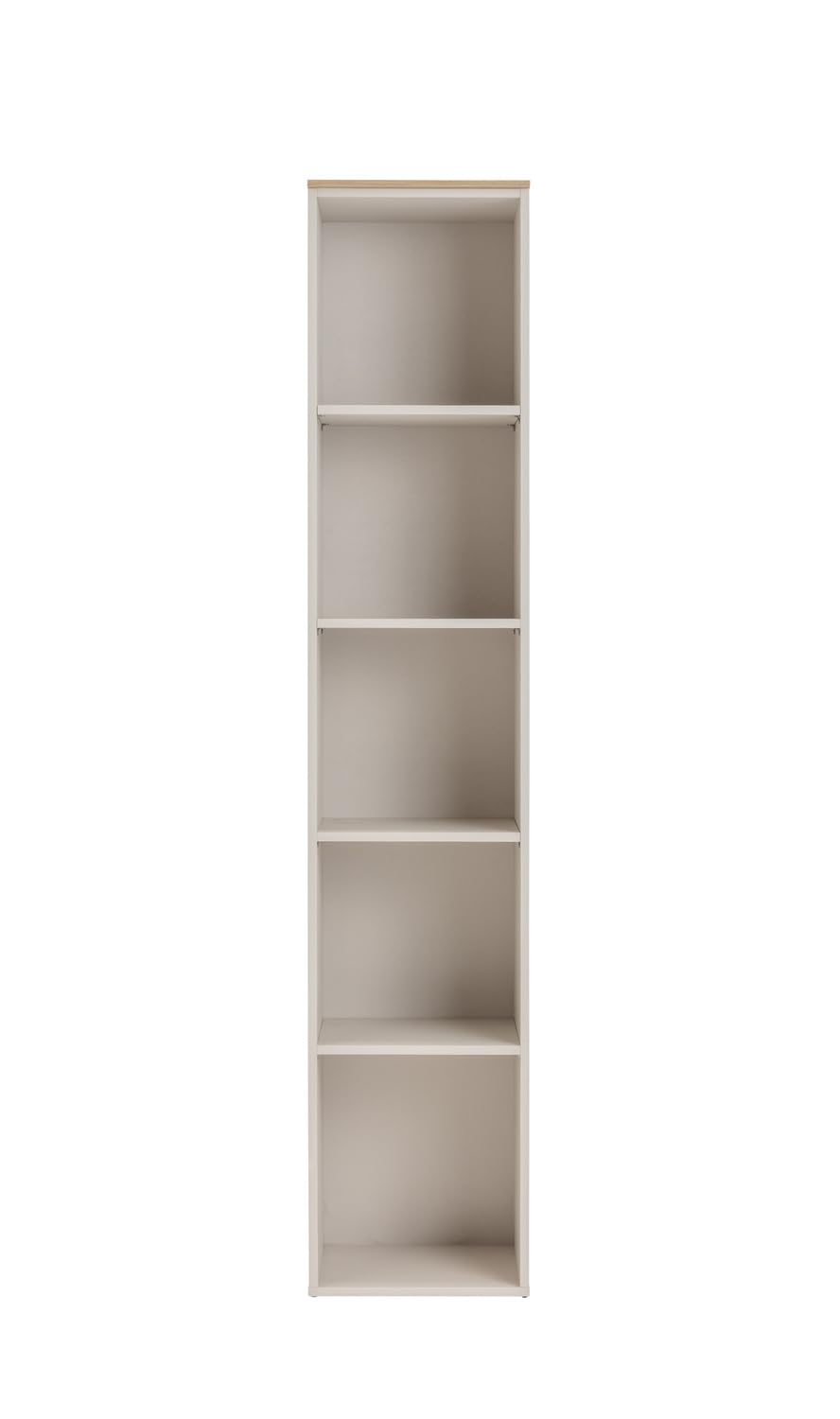 Composad | Libreria della Linea PRONTO con 5 Ripiani, Libreria per Ufficio e Home Office, Libreria Alta (LxAxP): 40x201,8x35,5 cm, Grigio Cashmere Topmatt e Rovere Mielato, Made in Italy