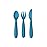 ezpz Happy Utensils (Blue) - 24 Months+ - BPA Free Toddler - Fork, Spoon and Knife for Toddlers and Preschoolers - Kids Utensils for Self-Feeding Development